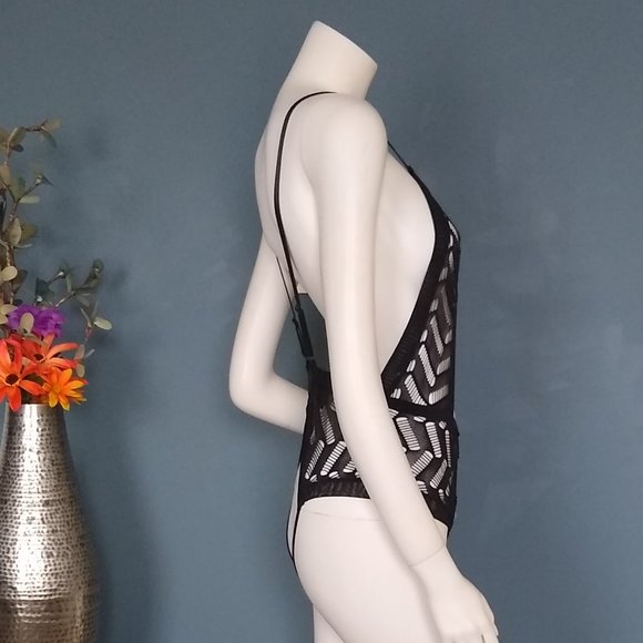 Oh La La Cheri Lingerie Zigzag Woven Mesh Teddy One Size Sexy Cut Out - Picture 8 of 10